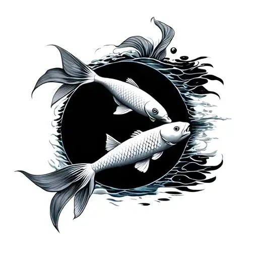 Holy Koi Fish Swimming Upstream