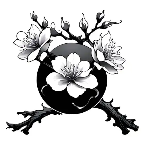 Japanese Cherry Blossom With Fire Peddles