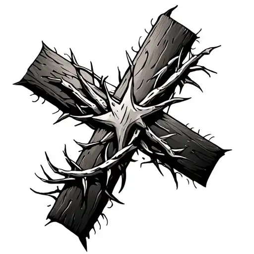 Crown Of Thorns On Cross Tattoo For Forearm