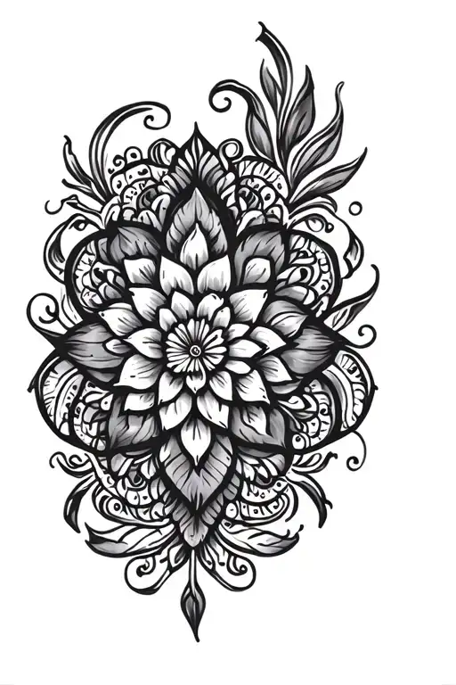 Dainty Ornamental Back Tattoo Design With Bohemian Influence