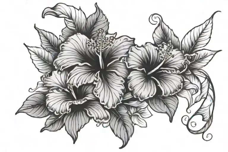 Hibiscus Flower On A Vine With Lilys Instead Of Leaves