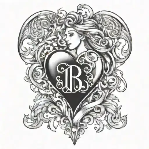 Girl In The Form Of A Heart With Initials