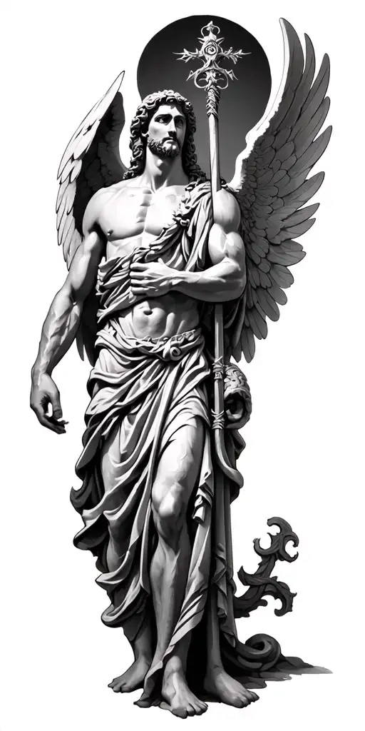 Archangel Michael With A Greek Mythology Theme Sleeve