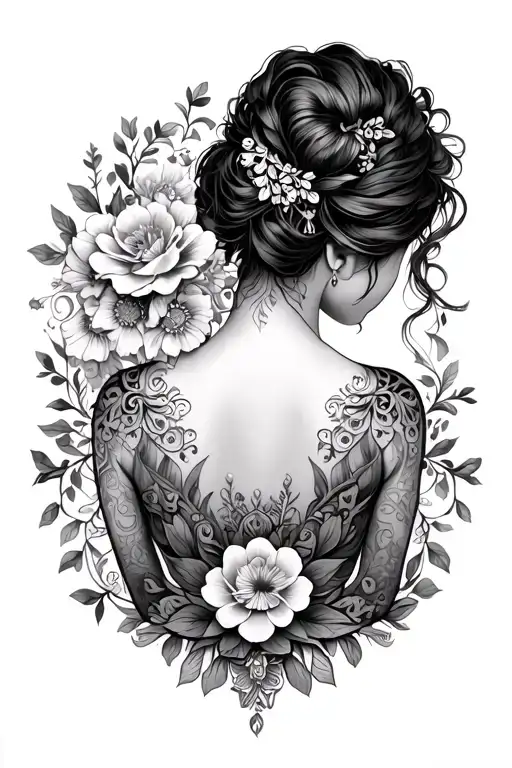 Dainty Ornamental Back Tattoo Featuring Bohemian And Feminine Style