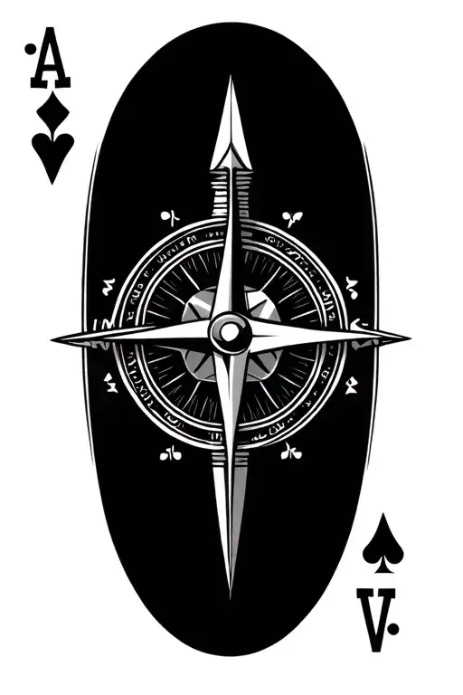 Compass With Arrow And Poker Cards