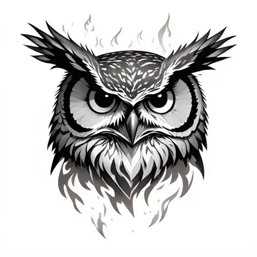 Owl With Fire