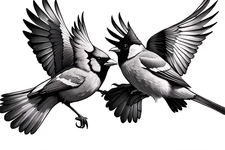 2 Cardinal Birds Flying At Me