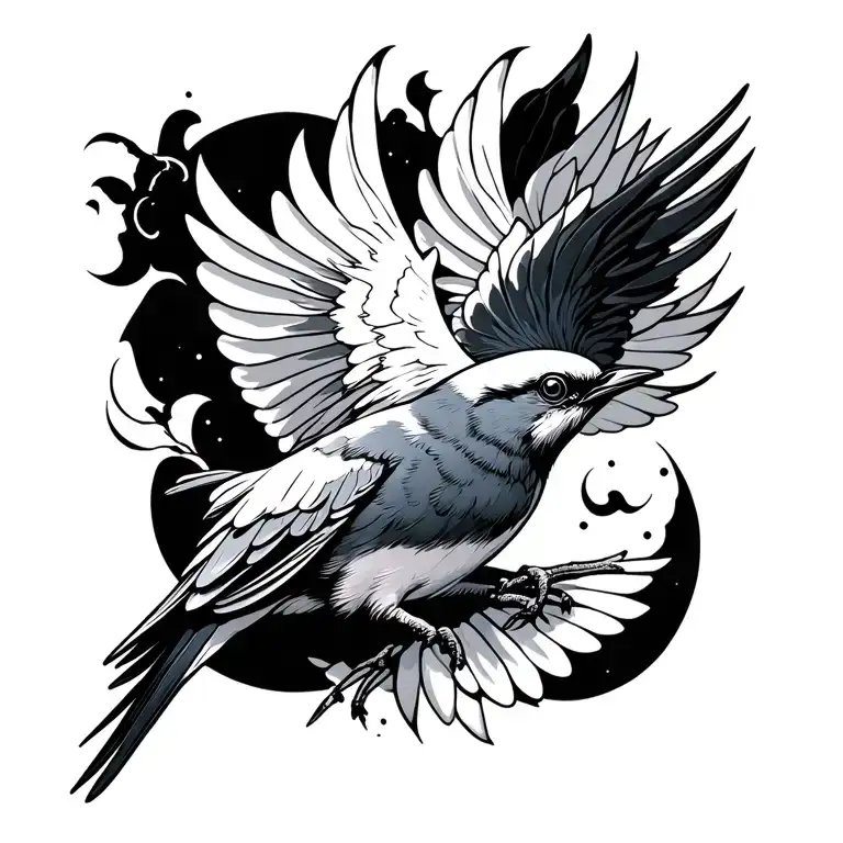 Night Bird Flying Away