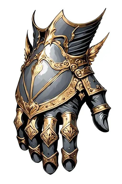 Golden Knight Hand Armour With Engraving