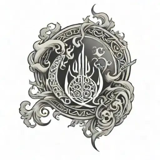 Inshallah Symbol With Smoke Rising Behind It