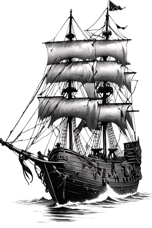 Black Pearl Ship From Pirates Of The Caribbean Nautical Map