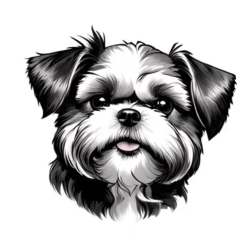 Grumpy Shitzu Dog Face