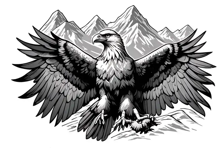 Austrian Eagle With Mountains