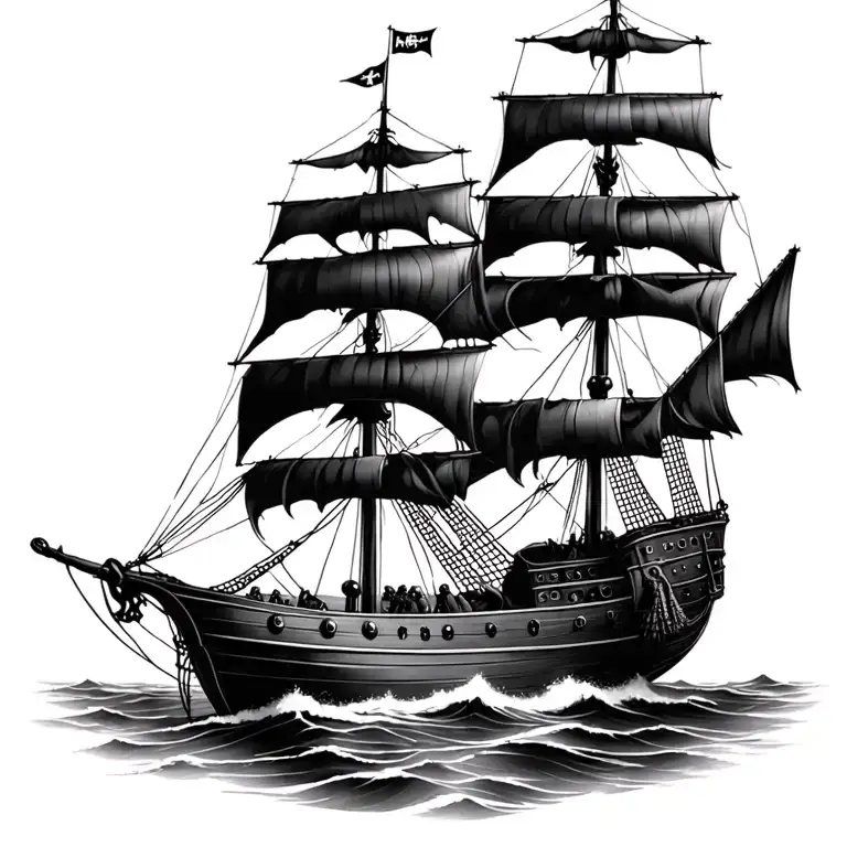 Black Pearl Ship From Pirates Of The Caribbean Nautical Map