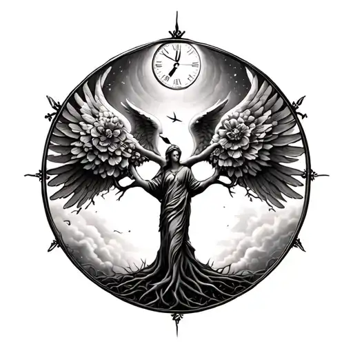 Tree Of Life And Time As A Clock And Journey Of Never Being Alone With Angel