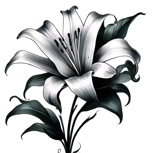 Lily Flower Abstract Tattoo Sleeve