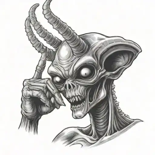 Alien Showing The Middle Finger