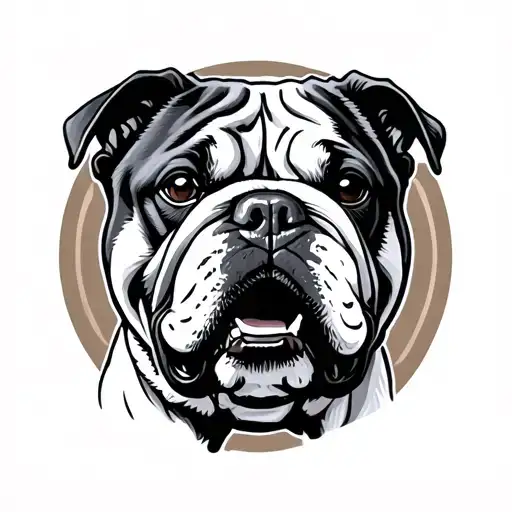 English Bulldog And Hunting Rifle