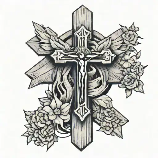 The Word Evangelion Under A Simple Wooden Cross