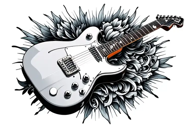 Guitar Rock And Roll Engraved Style