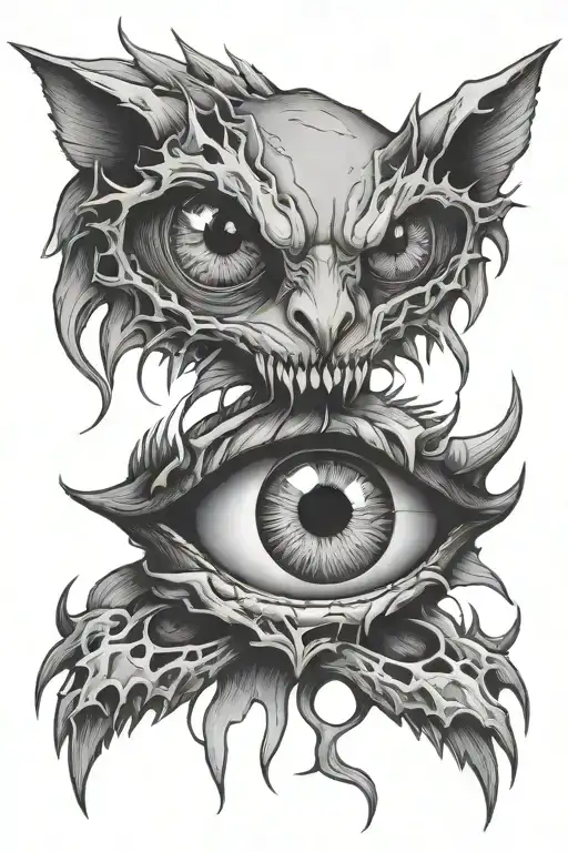 1 Pair Of Eyes And Teeth And Claws Around Them