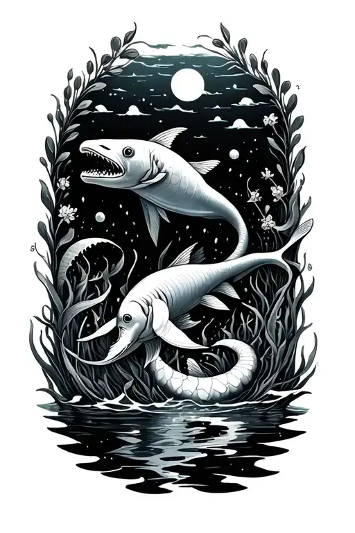 Land And Sea Creatures Swimming