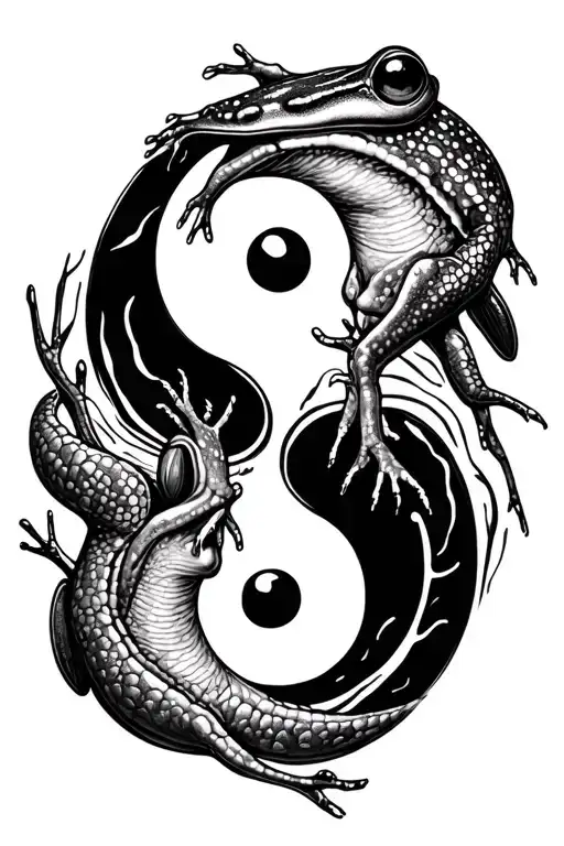 Yin And Yang Encorporating A Frog And A Dog