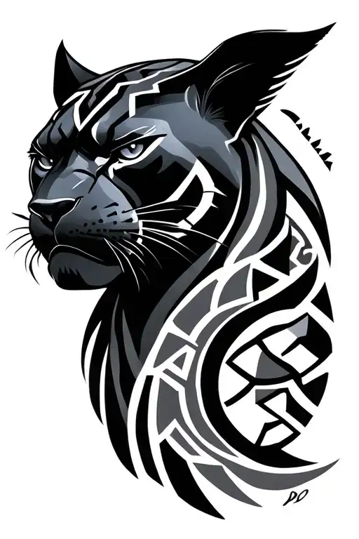 Black Panther With Aztec Symbols