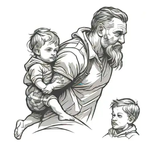 Father With 2 Child Line