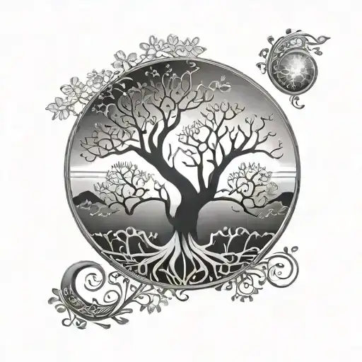 Tree Of Life Crescent Moon Surrounded