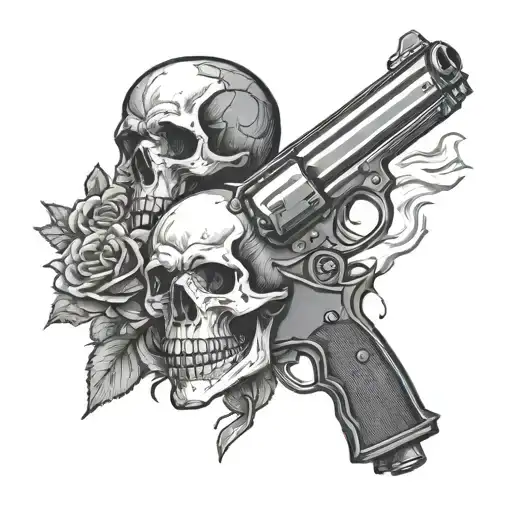 Revolvers Crossing With Skull