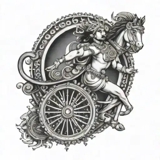 Krishna Holding Chariot Wheel