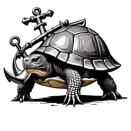 Tortoise Carrying An Anchor Intertwined