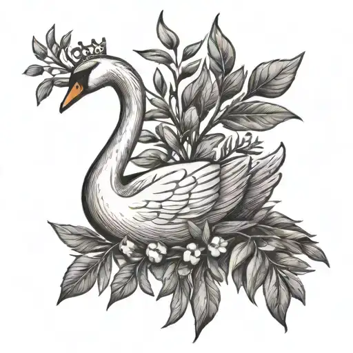 A Swan With A Crown And At Its Feet A Branch Of Olive Tree And A Branch Of Oak Tree