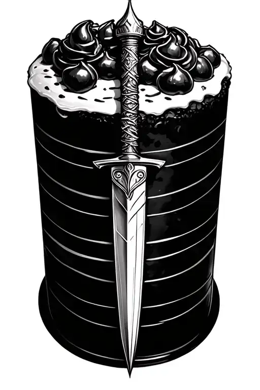 Dagger Piercing Through A Cake