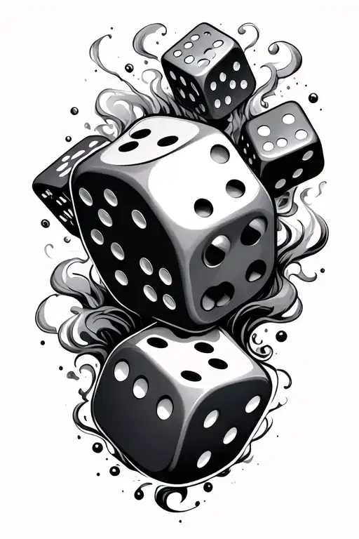 Big Result Require Big Ambition Tattoo With Dice And Smoke