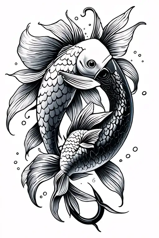 Hawai'i Koi Fish And Hawaii Fish Hook Intertwined