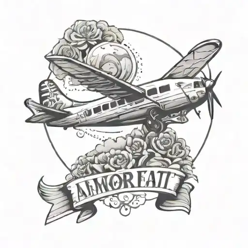 Inscription Amor Fati With Airplane