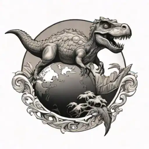 Dinosaur Holding Up Earth Like Atlas