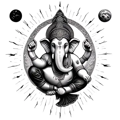 Ganesha With Universe Behind