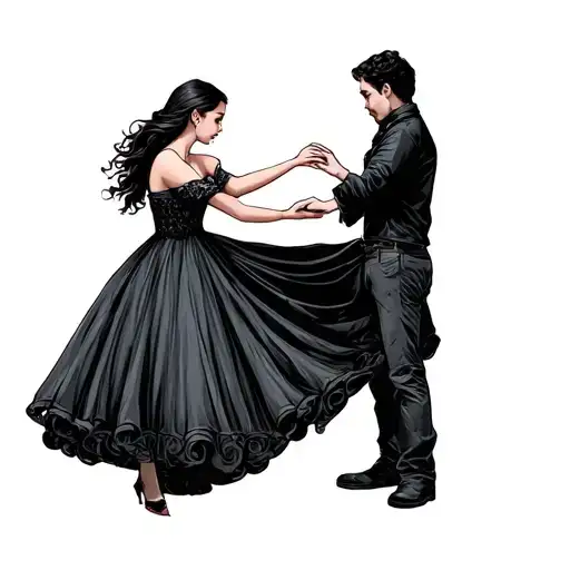 A Girl Reaching Out Her Hand For A Man To Dance With Her