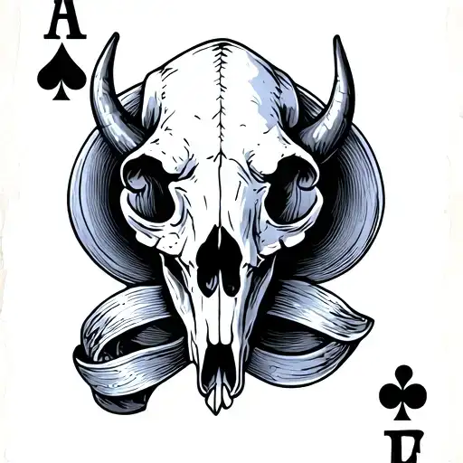 Ace Of Spades Playing Card Western Bull Skull