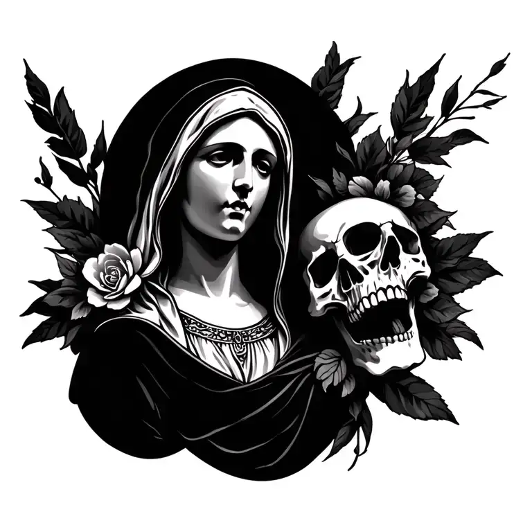 Virgin Mary And Skull