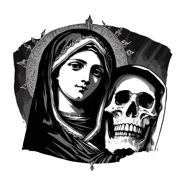 Virgin Mary And Skull