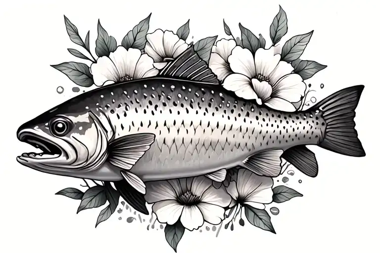 Rainbow Trout With Poppi Flowers