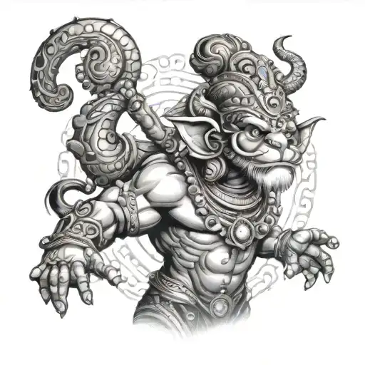 Hanuman Ji With Gada Futuristic
