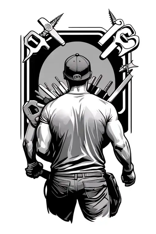 Man Walking Away With Backwards Ball Cap Holding Bolt Cutters Over His Sholder