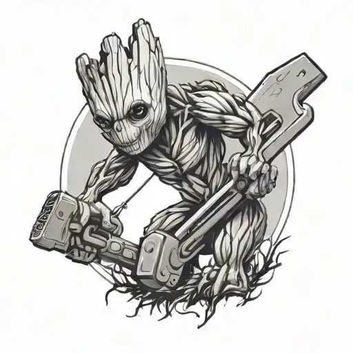 Groot Holding A Chainsaw