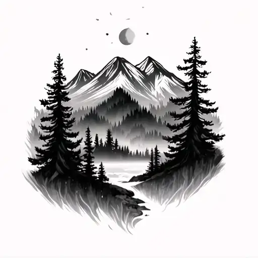 Realistic Burnt Forest And Mountains