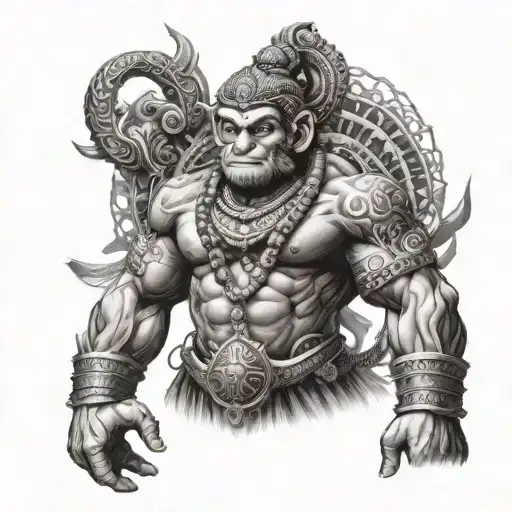 Hanuman Ji With Gada Futuristic